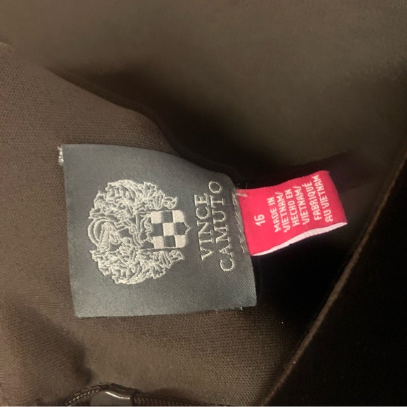 Size 16 Vince Camuto velvet long sleeve Ruched crewneck brown midi dress - Picture 6 of 9